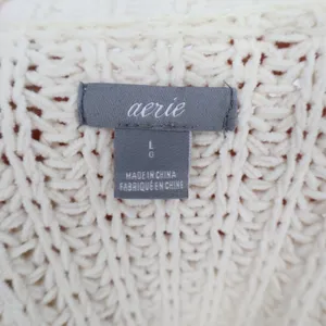 Aerie Oversized Sweater Womens Large Ivory Chunky Knit Mock Neck Pullover Cozy thumbnail 3