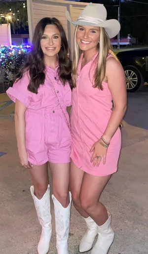 These Three Boutique Pink Denim Romper thumbnail 2