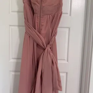 Birdy Grey Pink Strapless Pleated Chiffon Maxi Bridesmaid Dress Womens‎ Medium thumbnail 6