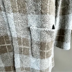 Joseph A Tan and Gray Plaid Sweater Jacket Small thumbnail 3