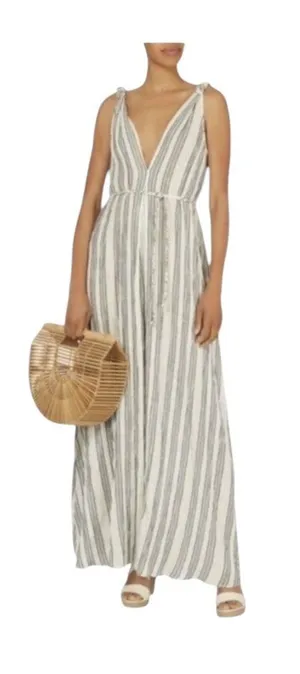 LoveShackFancy Dress Women XS Ivory Gray Striped Georgica Maxi Luxury‎ Boho thumbnail 1