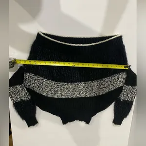 Free People Sunbrite Mock Neck Cropped Sweater Black Ivory Size XS thumbnail 7