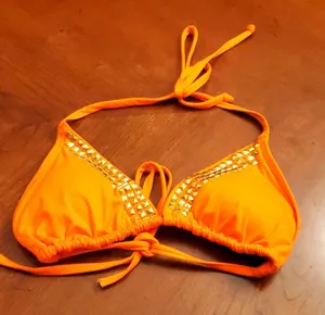 Michael Kors | Orange Padded Triangle Cinch Tie Bikini Top | gold Accessories thumbnail 1