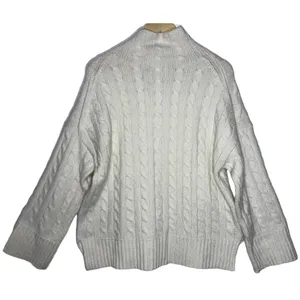 Abercrombie & Fitch Cream Ribbed Cable Knit Mock Neck Turtleneck Sweater Size M thumbnail 2