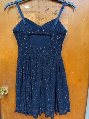 Navy blue sparkly homecoming dress thumbnail 5