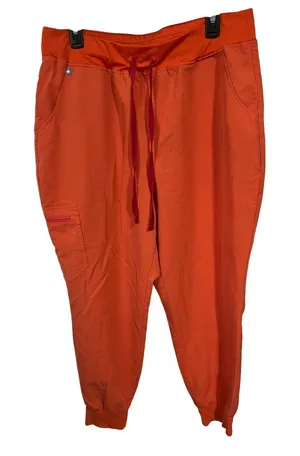 Figs Orange Red Drawstring Jogger Scrub Pants With Pockets For Women Size XL thumbnail 1