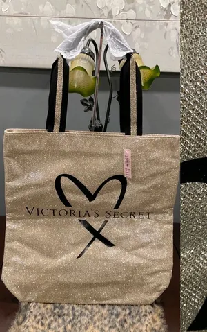 Nwt Victorias Secret Glittery‎ Gold Xl Tote thumbnail 1