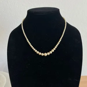 Sterling Silver Vintage with artificial gold pearls Necklace thumbnail 1