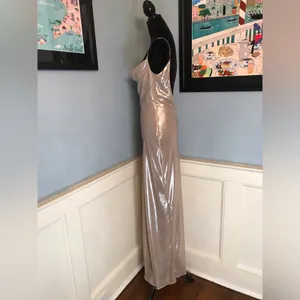 NWOT House of CB Champagne Silver Leia Backless Slip Dress Gown Sz M thumbnail 4
