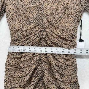 ASTR The Label Dottie Midi Dress Animal Print Ruched Long Sleeve XS‎ thumbnail 4