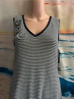 Skye’s The Limit Women’s Striped V-Neck Sleeveless Dress Petite LG NWT thumbnail 8