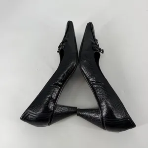 J Renee Black Reptile Square Toe Bow Heels 11W Romantic‎ Goth thumbnail 6
