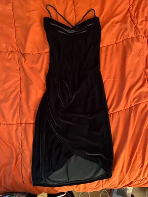 Black Velvet Tulip Open Back Tie Up Dress thumbnail 2