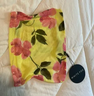White Fox Lemon Rose Take Notice Strapless Crop thumbnail 1