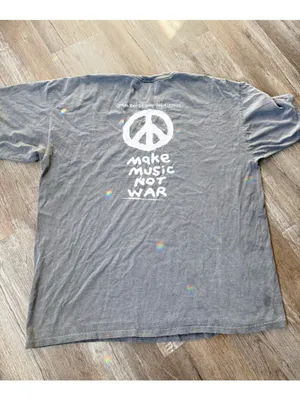 VTG Comfort Colors Make Music Not War Graphic T-shirt Peace Hippie Gray Size XXL thumbnail 3