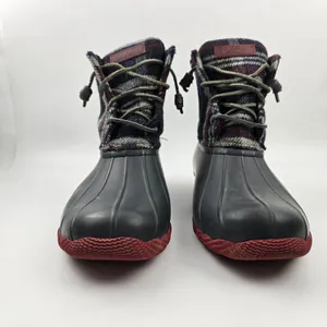 Sperry Saltwater Duck Boots Womens‎ 10 M Blue Red Wool Plaid Waterproof Rubber thumbnail 5