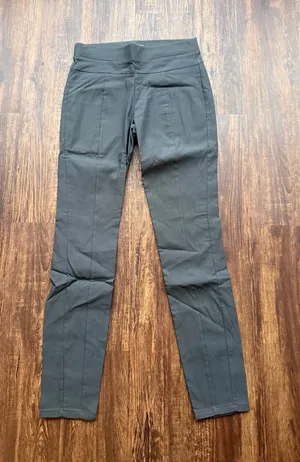 Simply Vera, Vera Wang Women’s Charcoal Gray Mid-Rise Pintuck Ponte Skinny Pants Size S thumbnail 1