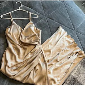 Revelry Rory Satin Wedding Dress in Gold Champagne - 703 thumbnail 6