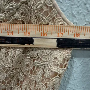 Vintage Jessica McClintock Dress Women's 12 Gold Lace Eyelet Metallic Sleeveless thumbnail 5