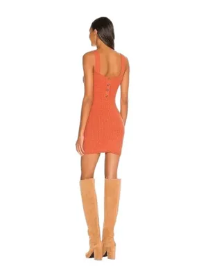 FP Beach Free People Short And Sweet Cable Knit Sweater Dress Terracotta Size L thumbnail 8
