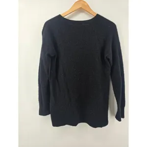 Peck & Peck Cashmere Sweater Womens M 2-Ply Black‎ Crew Neck High-Low Slit thumbnail 3