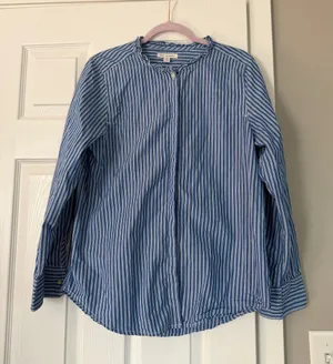 Free Assembly Blue Plaid Shirt Rhinestone Button Blouse Top thumbnail 1