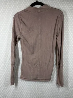 Free People Intimately Tan Ribbed Knit Coyote Rickie Mock Neck Long Sleeve Top thumbnail 5