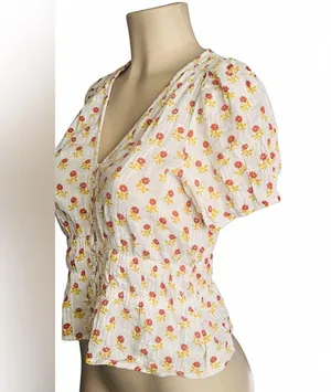 Madewell Sophia short - sleeve Top in wild calendula block print thumbnail 12