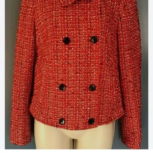 GAP Womens Button Double Breasted Short Pea Coat Blazer, Size XS Red Tweed thumbnail 10
