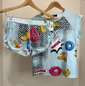 CBR Donut Print Pajama Set Lounge Shorts Sleepwear XL NWT thumbnail 1