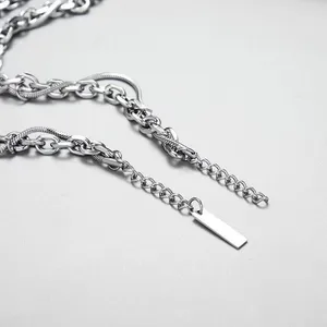 Double Layer Titanium Steel Link Chain Bracelet for Men Women,Punk Hip Hop thumbnail 3