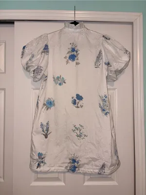 entro White Floral Eyelet Puff-Sleeve Shirt Dress Size S thumbnail 8