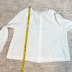 Universal Threads Women’s Large White Cotton Long Sleeve Blouse Top Office New thumbnail 4