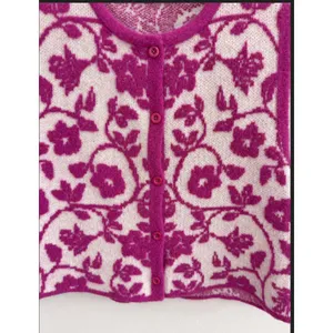 Zara Women's Purple Floral Jacquard Knit Vest Button Front Cardigan Size Med thumbnail 4