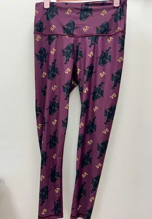 2 piece set! VS leggings and sports bra set Eggplant color panther crown print thumbnail 1