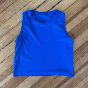 Lululemon Breeze By Muscle Crop Logo Tank in Jet Stream Blue Size 4 thumbnail 3
