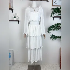 Elliatt Romanesque Tiered Midi Skirt in Ivory Size Small NWT thumbnail 7