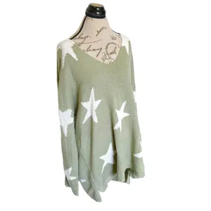A Beautiful Soul Sweater Size A Size (1X ) Stars Green Cozy Slouchy Whimsigoth thumbnail 3
