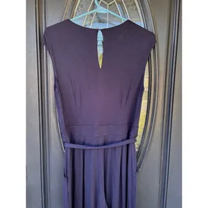Boden Navy Blue Jersey Wide Leg Jumpsuit‎ V-Neck Tie Waist Pockets US 8R UK 12R thumbnail 5