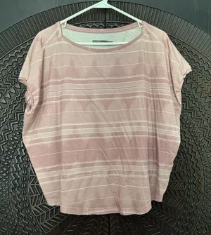 Prana Organic Cotton Oversized Boxy T Shirt Womens M Pink Aztec Geometric Print thumbnail 1