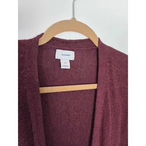 Old Navy Maroon Burgundy Cardigan Sweater Oversized Open Front Cozy Teacher XS thumbnail 4
