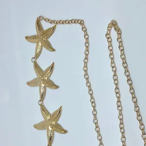Vintage Y2K Mermaidcore Gold Starfish Chain Belt, Fits 13–44 Inches, X7GA1161 thumbnail 7
