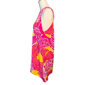 Manuheali'i Hawaii Pink Orange Abstract Print Swing Dress Small Sleeveless Mini thumbnail 4