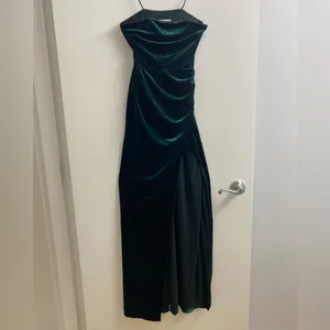 BHLDN Luella Emerald Green Strapless Velvet Side Slit Maxi Dress XS thumbnail 2