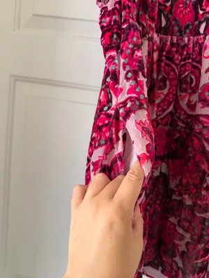 Free People Magenta Velour Paisley Dress thumbnail 3
