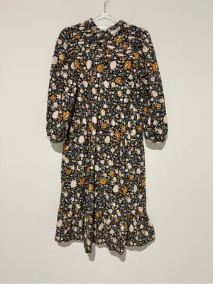 Universal thread long sleeve floral midi dress‎ blue orange size medium thumbnail 2