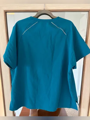 Figs Scrub Top Women Technical Collection Hidden Button Front Size XXL Blue thumbnail 5