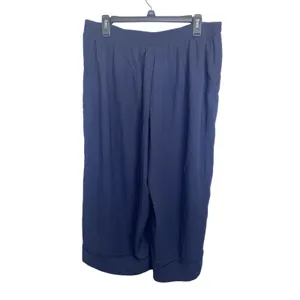 NWOT Maurice's Navy Wide Leg Pull On Crop Pant Large Pockets Beachy Casual thumbnail 2