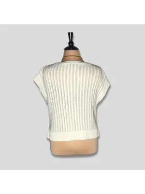 Frye sleeveless top crochet cable knit cream coquette romantic coastal cowgirl L thumbnail 2