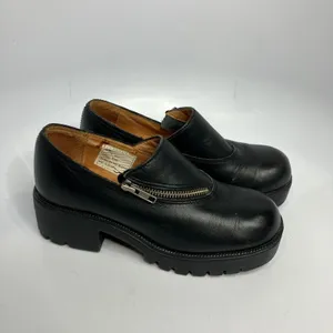 Double H chunky lug sole shoes black leather women's size‎ 6 vintage retro Y2K thumbnail 2